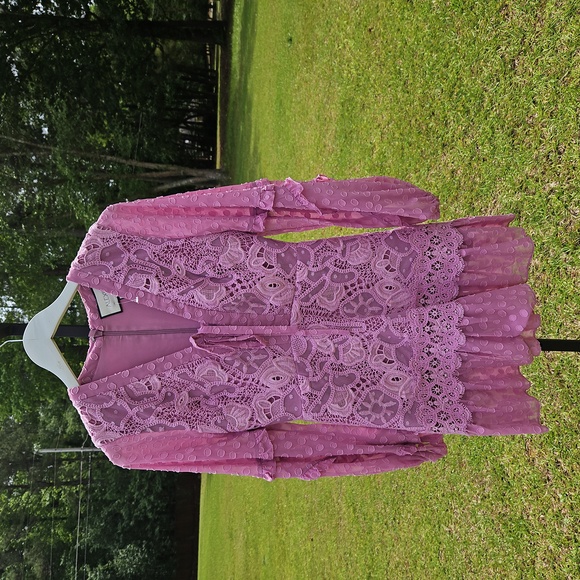 Alexis Malicha Crochet Lace Mini Dress Georgette Pastel - Picture 1 of 17